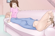 drawing color barefoot glasses lying_down foot_worship sofa eileen_roberts rigby viruslex