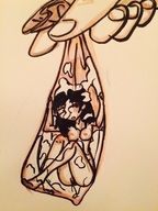 drawing nude black_hair long_hair cum shrunken_woman no_background xolittleonexo