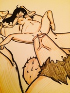 drawing nude black_hair long_hair penis sex shrunken_woman large_insertion no_background xolittleonexo