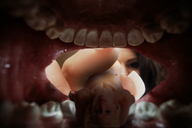 collage vore mouth finger shrunken_woman vorepreys looking_at_tiny