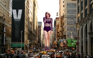 giantess collage city buildings brunette vehicles looking_at_viewer crowds lauren_cohan