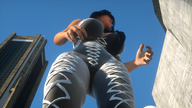 giantess city large_breasts long_hair brunette point_of_view digital_render fater