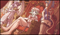 drawing karbo horns tail wings color touhou succubus halloween demoness succubi shrunken_people giantesses maid_uniform cosplay tray demonesses nightclothes sleepover asuroth