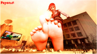 giantess feet barefoot red_hair sitting point_of_view looking_at_viewer lilith borderlands poposan digital_render