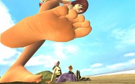 giantess barefoot unaware outdoors impending_doom digital_render kairi_(kingdom_hearts)