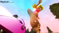 blonde long_hair barefoot princess_peach brunette shrunken_woman under_foot flip_flops princess_daisy digital_render