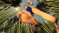 barefoot shrunken_men walking drinking outdoors chun-li running_away digital_render gensamus