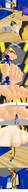 crush blonde comic barefoot green_eyes in_shoe short_hair shrunken_men foot_crush shrunken_man standing under_foot bedroom point_of_view raised_foot digital_render track_suit