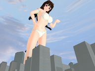 giantess city long_hair swimsuit cat_ears brunette outdoors kasuko-san