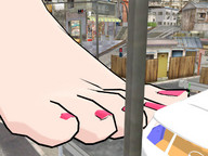 giantess city toes barefoot outdoors nail_polish joethevenezuelan digital_render