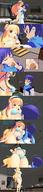 blonde comic long_hair swimsuit blue_hair shrunken story shrunken_men shrunken_man digital_render misato_katsuragi striped_underwear chilledcubchoo kaito