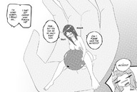 breasts drawing comic monochrome long_hair handheld glasses anal_beads shrunken_woman mukatkikaarn on_palm