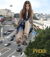 giantess collage feet city long_hair barefoot helicopter brunette sitting vehicles looking_at_viewer fyerk
