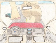 giantess feet color barefoot foot_crush pink_nails pencil_drawing point_of_view vehicle_crush imminent_crush