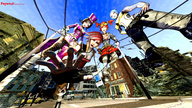 giantess destruction buildings blue_hair red_hair reaching looking_down giantesses vehicles tophat point_of_view borderlands poposan digital_render