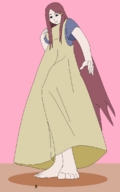 drawing naruto toes barefoot anime brown_eyes red_hair shrunken_men shrunken_man looking_down source_needed looking_at_tiny fantasyuniverses kushina naruto_(series)