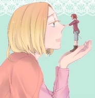 blonde long_hair handheld brunette shrunken_men shrunken_man hetalia