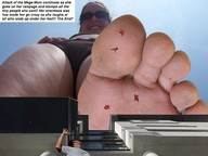 giantess crush collage swimsuit barefoot low_angle smiling sunglasses looking_up running_away