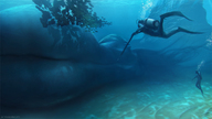 drawing nude sleeping butt brunette underwater lying_down scuba_divers digital_render divers