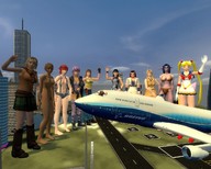 giantess city blonde long_hair purple_hair tifa_lockhart blue_hair brunette sailor_moon red_hair gmod short_hair twintails airplane giantesses outdoors waving digital_render ashley_(resident_evil_4)