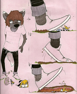 furry wolf anthro comic color giant bunny shoes foot_crush foot_print struggling mug