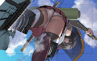 drawing giantess panties color pantyshot castle point_of_view running_away miniskirt sasayuki
