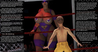 huge_breasts short_hair mini_giantess wrestling walking mask redfiredog digital_render