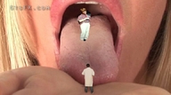 giantess collage vore blonde tongue handheld unknown_artist open_mouth inside_mouth scientist source_needed