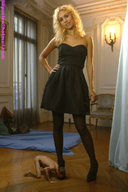 collage blonde high_heels slave dress foot_worship nylons shrunken_man submissive curly_hair foot_kissing lilipucien