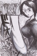 drawing giantess city monochrome destruction high_heels glasses looking_down bunker-k