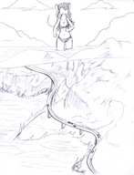 tail comic monochrome swimsuit ocean vehicles pencil_drawing road giantesss mouse_girl hank88