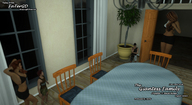 long_hair barefoot cleavage bra brunette story shrunken_men shrunken_woman shrunken_man looking_down indoors digital_render fater
