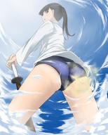 drawing giantess panties mega black_hair color ochiko_terada ponytail fart explosion looking_down jets clouds strike_witches