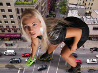 giantess collage city blonde destruction blue_eyes handheld buildings wonderslug boots streets looking_up looking_at_viewer vehicle_crush jenni_czech between_buildings rooftop_view downward_angle