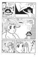 drawing giantess comic monochrome long_hair cleavage unknown_artist hand_crush parachute