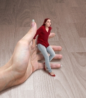 collage finger unknown_artist hand shrunken_woman grabbing floor