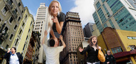 giantess city blonde buildings wonderslug looking_down looking_at_viewer pointing jenni_czech street_view