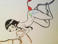 drawing color shrunken_woman android cyborg wires holding_finger xolittleonexo