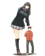 drawing gentle color long_hair skirt mini_giantess grey_hair bikuta scarf