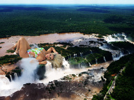 collage landscape mega blonde waterfall wonderslug legs forest river trees looking_at_viewer downward_angle aryane_steinkopf rain_forest
