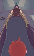 drawing color long_hair glasses purple_hair chibibiscuit shrunken_men shrunken_man looking_down point_of_view