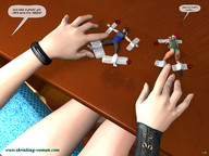 blonde brunette shrunken_woman preview ilayhu restrained dialogue held_down digital_render