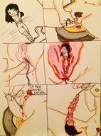 drawing insertion color blood bondage shrunken_woman tampon inside_pussy gagged human_tampon menstruation xolittleonexo