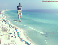 giantess collage beach barefoot water brunette shorts sand lilipucien