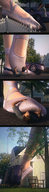 drawing giantess feet vehicles pinned houses outdoors under_foot panels ballerina_slippers
