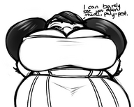 drawing monochrome huge_breasts dress looking_down world_of_warcraft sheela gnome looking_at_viewer