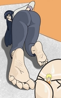 drawing micro color long_hair butt toes barefoot sweat shrunken_men shrunken_man between_toes zoom naruto_uzumaki hinata_hyuga al-jinrik