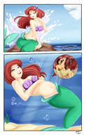 drawing vore color long_hair water ocean mermaid digestion underwater red_hair shrunken_men shrunken_man inside_view postvore inside_stomach the_little_mermaid