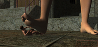 barefoot shrunken_men shrunken_man under_foot raised_foot sidewalk imminent_crush digital_render midyin