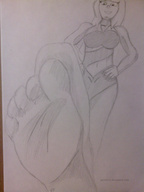 drawing monochrome stomp barefoot sole looking_down pencil_drawing garganta point_of_view looking_at_viewer hands_on_hips femforce ac_comics jzstudios